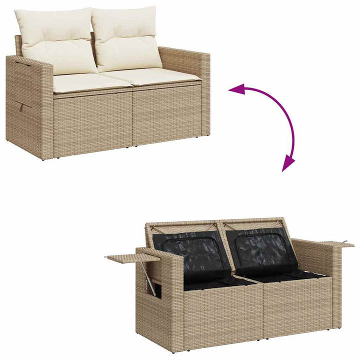 sofasæt til haven 8 dele med hynder polyrattan beige