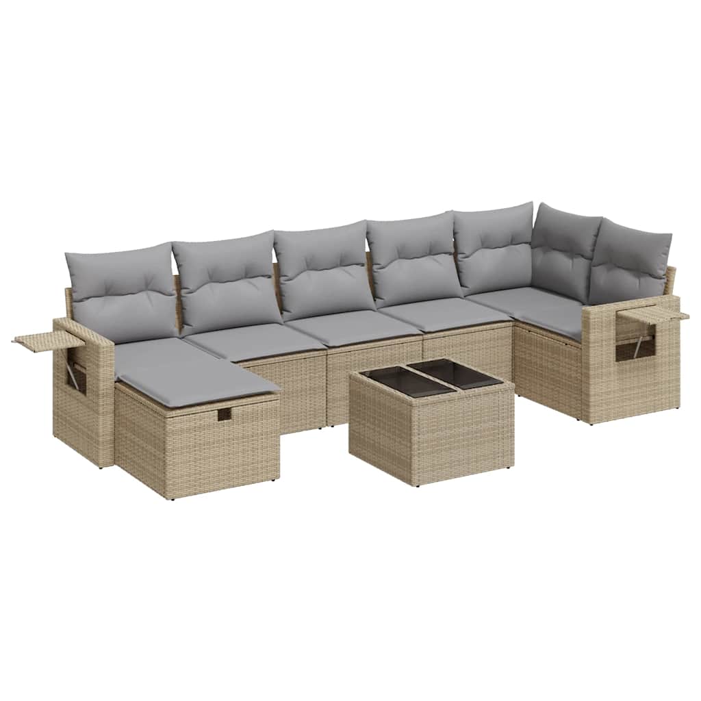 sofasæt til haven 8 dele med hynder polyrattan beige