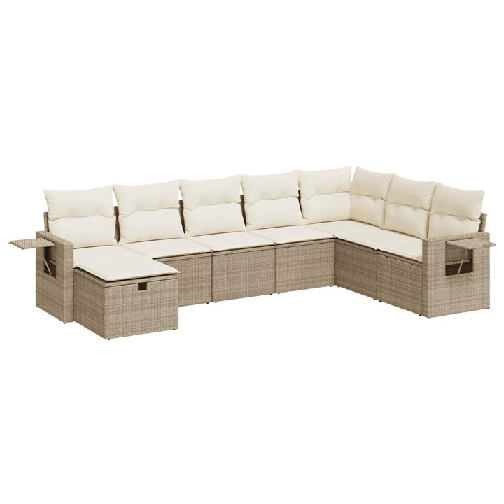 sofasæt til haven 8 dele med hynder polyrattan beige