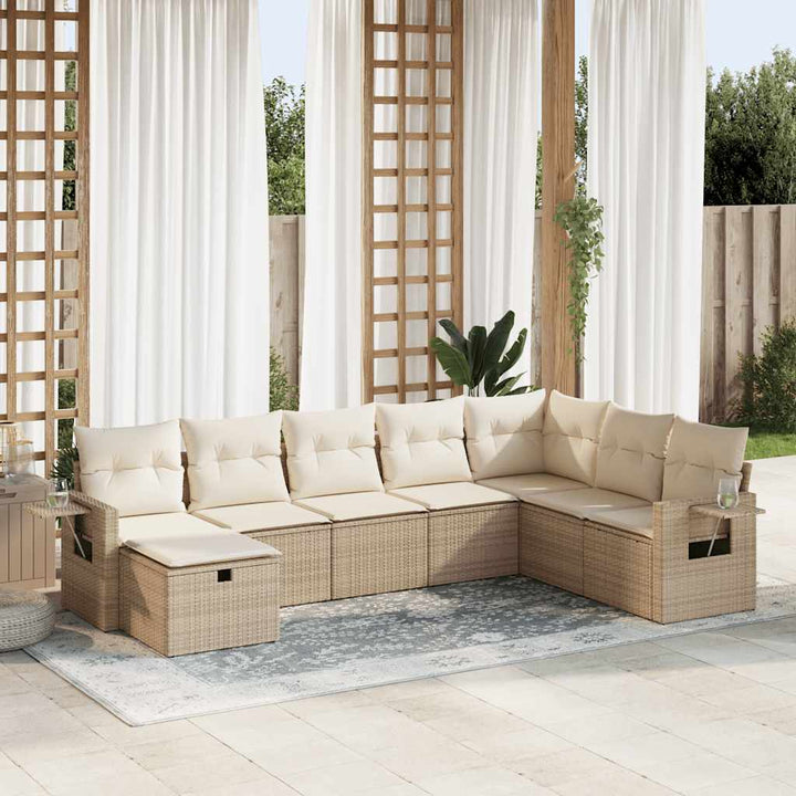 sofasæt til haven 8 dele med hynder polyrattan beige