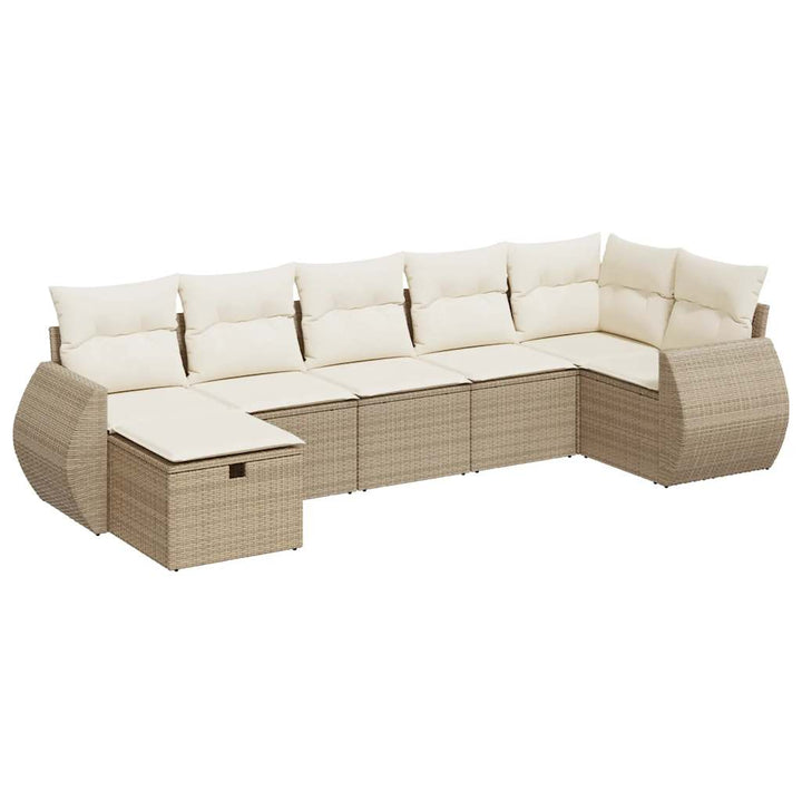 sofasæt til haven 7 dele med hynder polyrattan beige