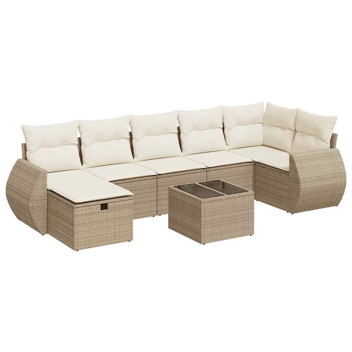 sofasæt til haven 8 dele med hynder polyrattan beige