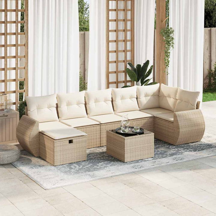 sofasæt til haven 8 dele med hynder polyrattan beige