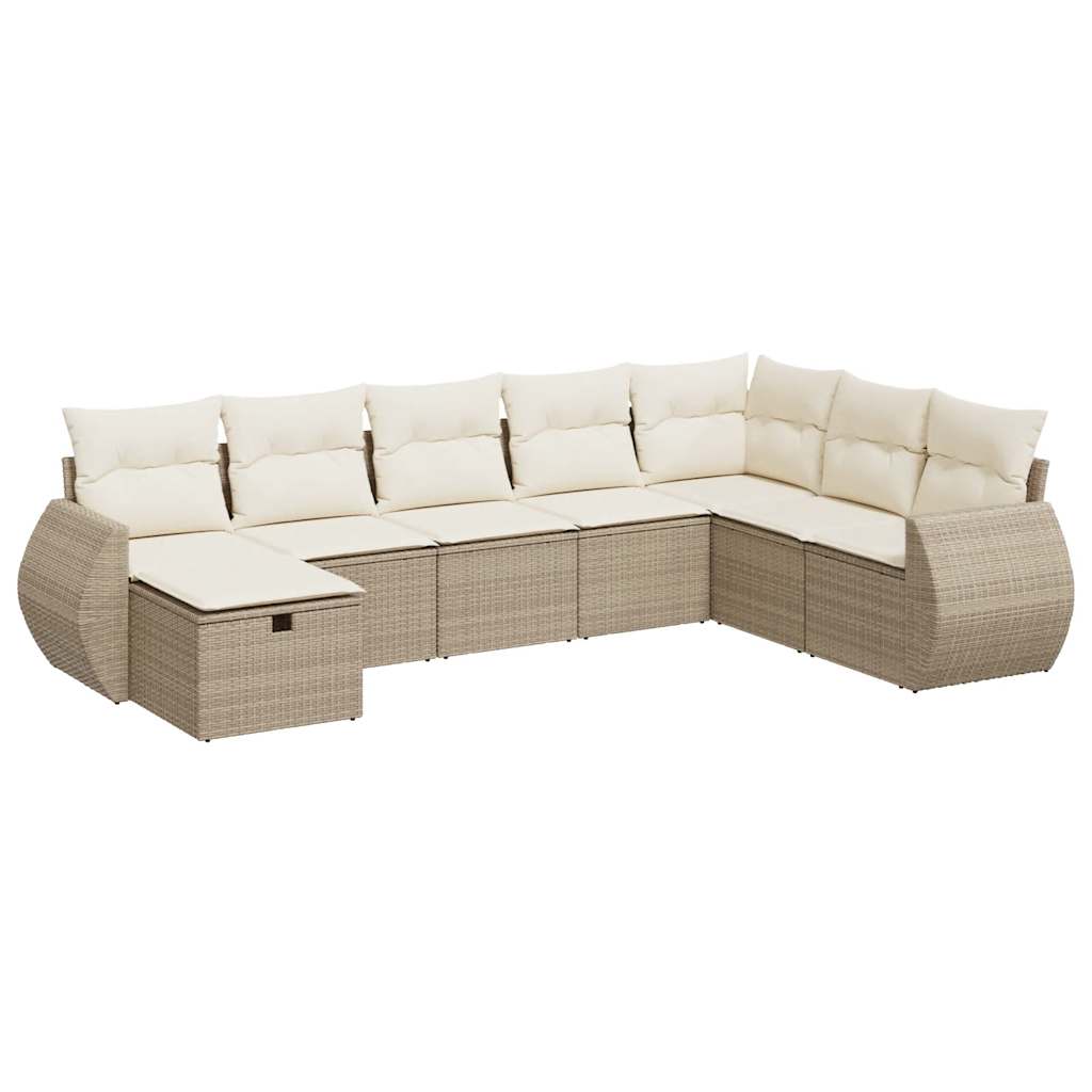 sofasæt til haven 8 dele med hynder polyrattan beige