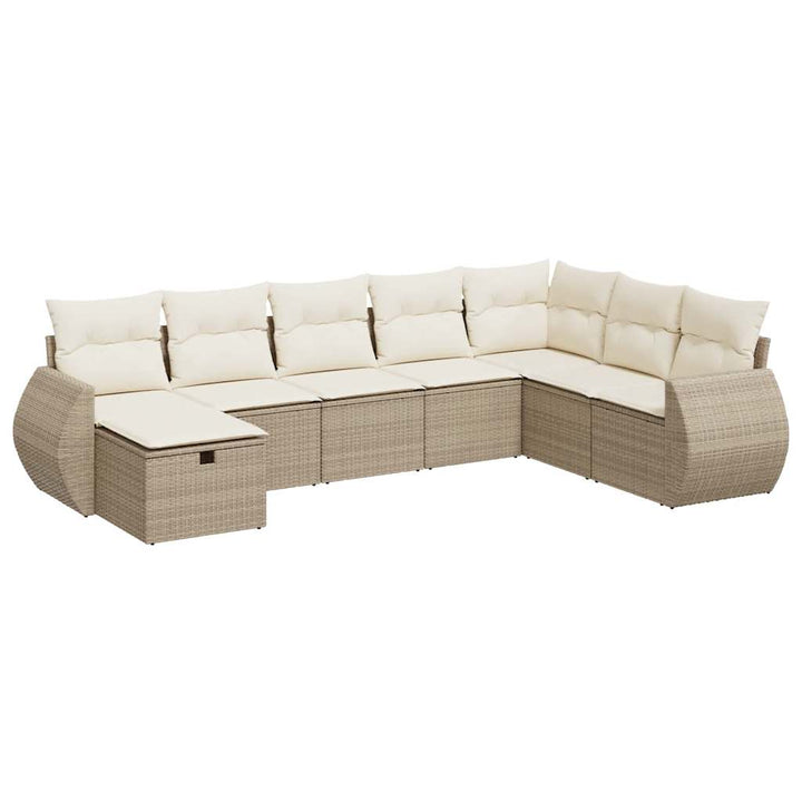 sofasæt til haven 8 dele med hynder polyrattan beige