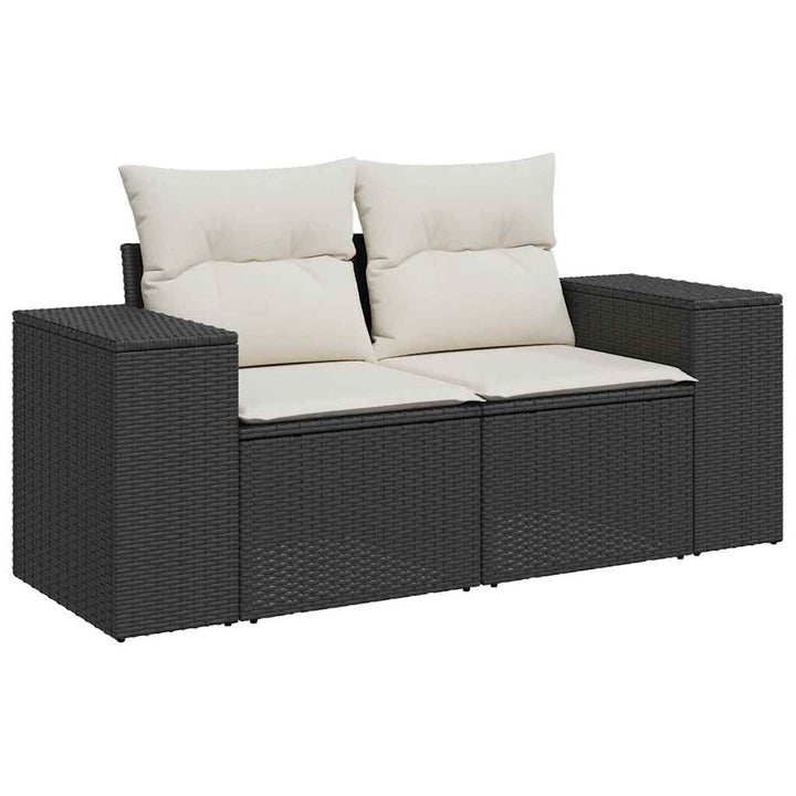 sofasæt til haven 7 dele med hynder polyrattan sort