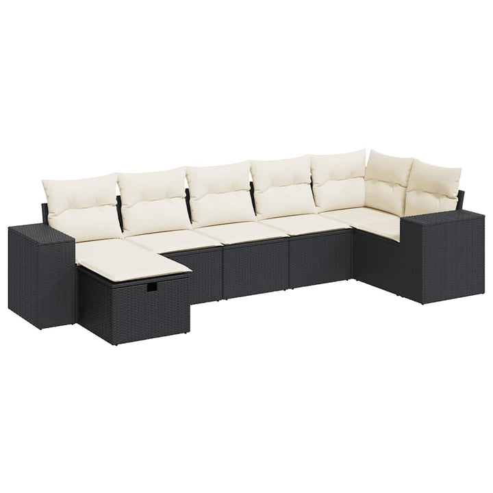 sofasæt til haven 7 dele med hynder polyrattan sort