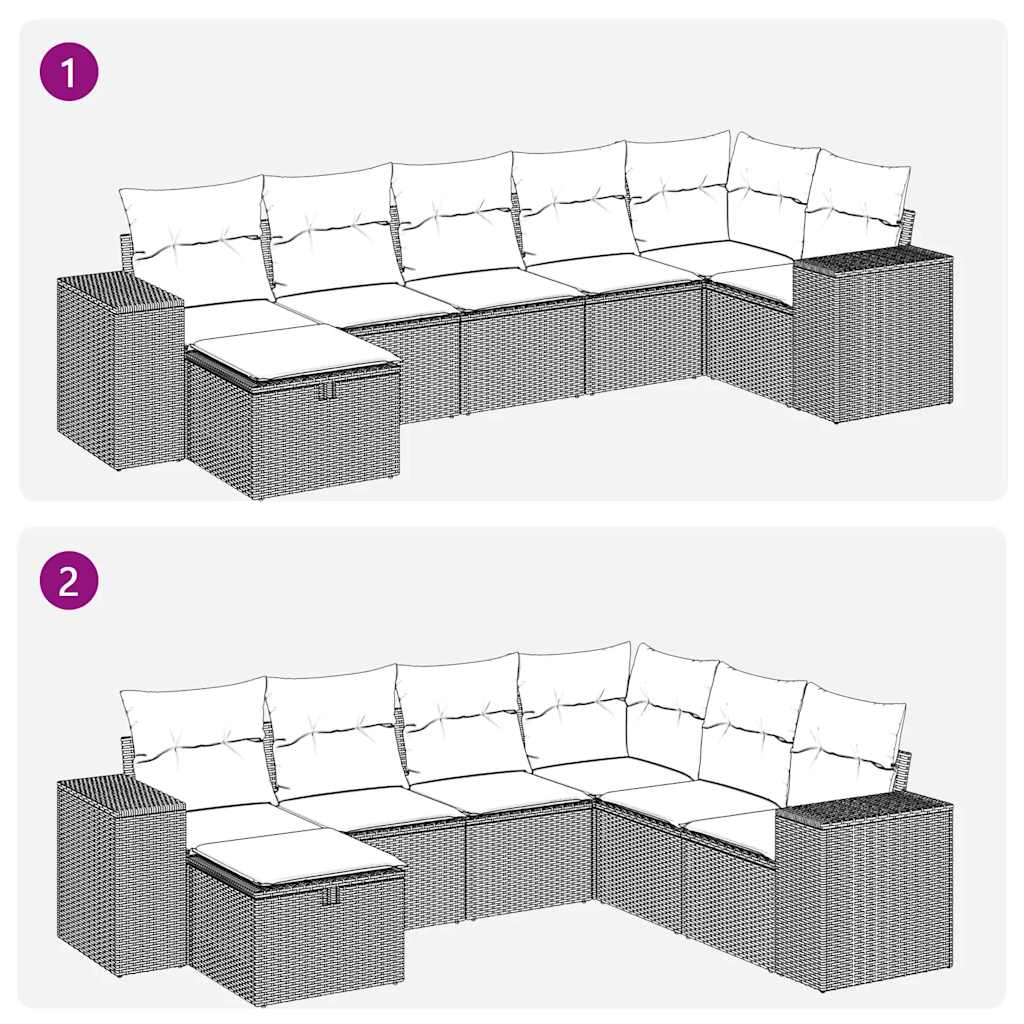 sofasæt til haven 7 dele med hynder polyrattan sort