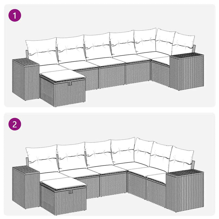 sofasæt til haven 7 dele med hynder polyrattan sort