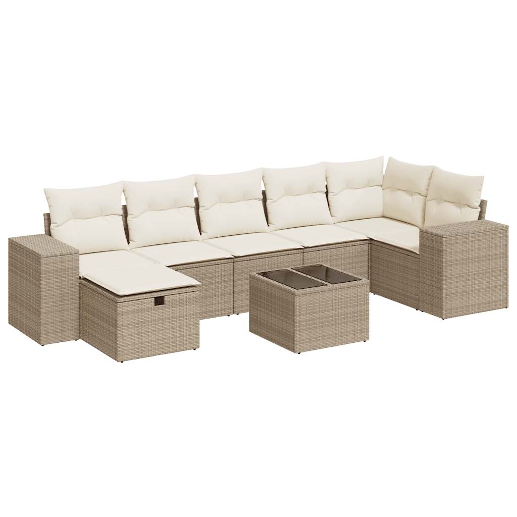 sofasæt til haven 8 dele med hynder polyrattan beige