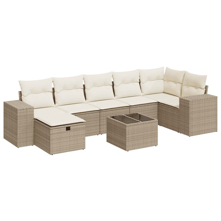 sofasæt til haven 8 dele med hynder polyrattan beige