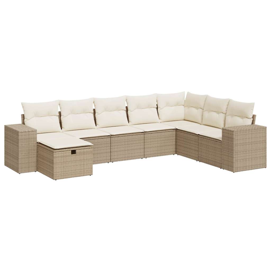 sofasæt til haven 8 dele med hynder polyrattan beige