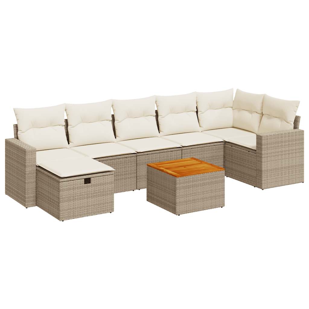 sofasæt til haven 8 dele med hynder polyrattan beige