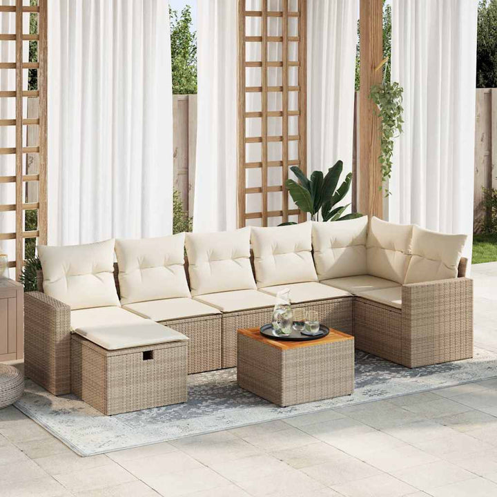sofasæt til haven 8 dele med hynder polyrattan beige