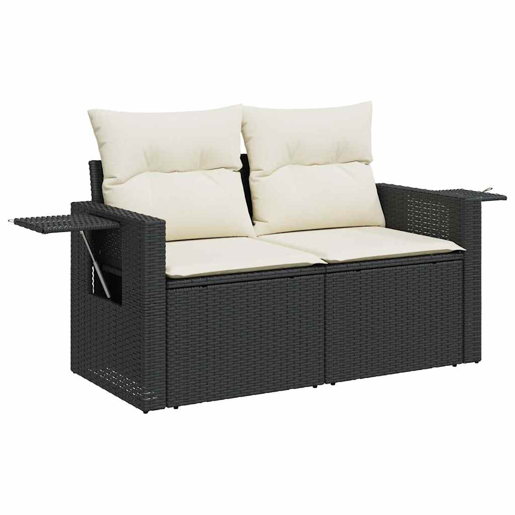 sofasæt til haven 7 dele med hynder polyrattan sort