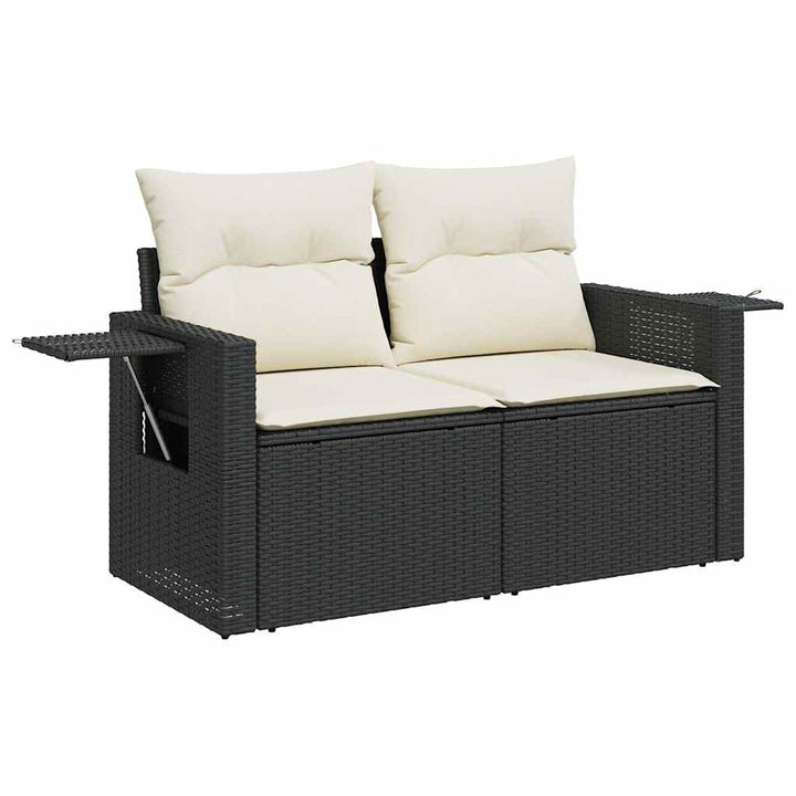 sofasæt til haven 7 dele med hynder polyrattan sort
