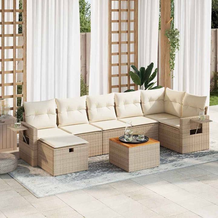 sofasæt til haven 8 dele med hynder polyrattan beige