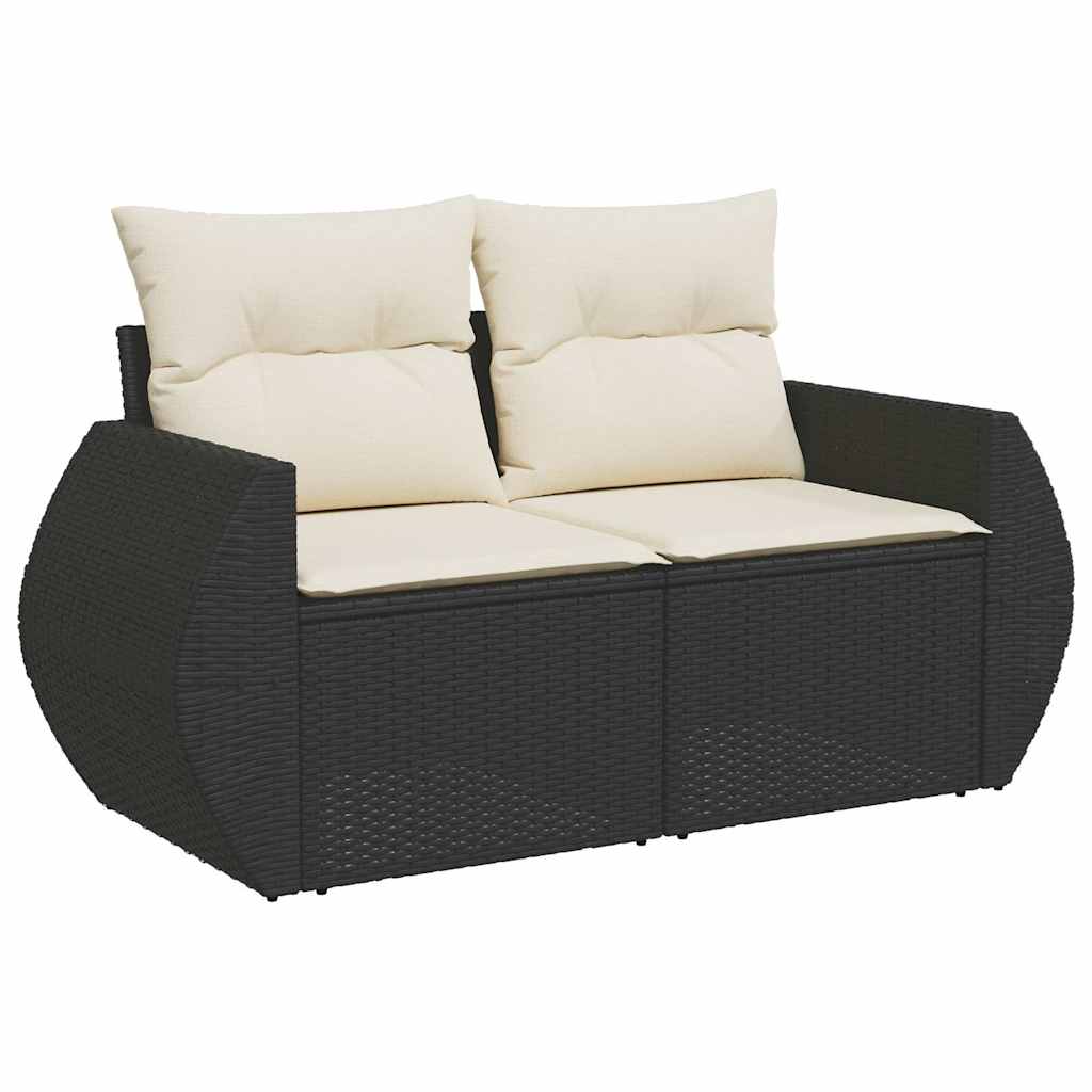 sofasæt til haven 7 dele med hynder polyrattan sort