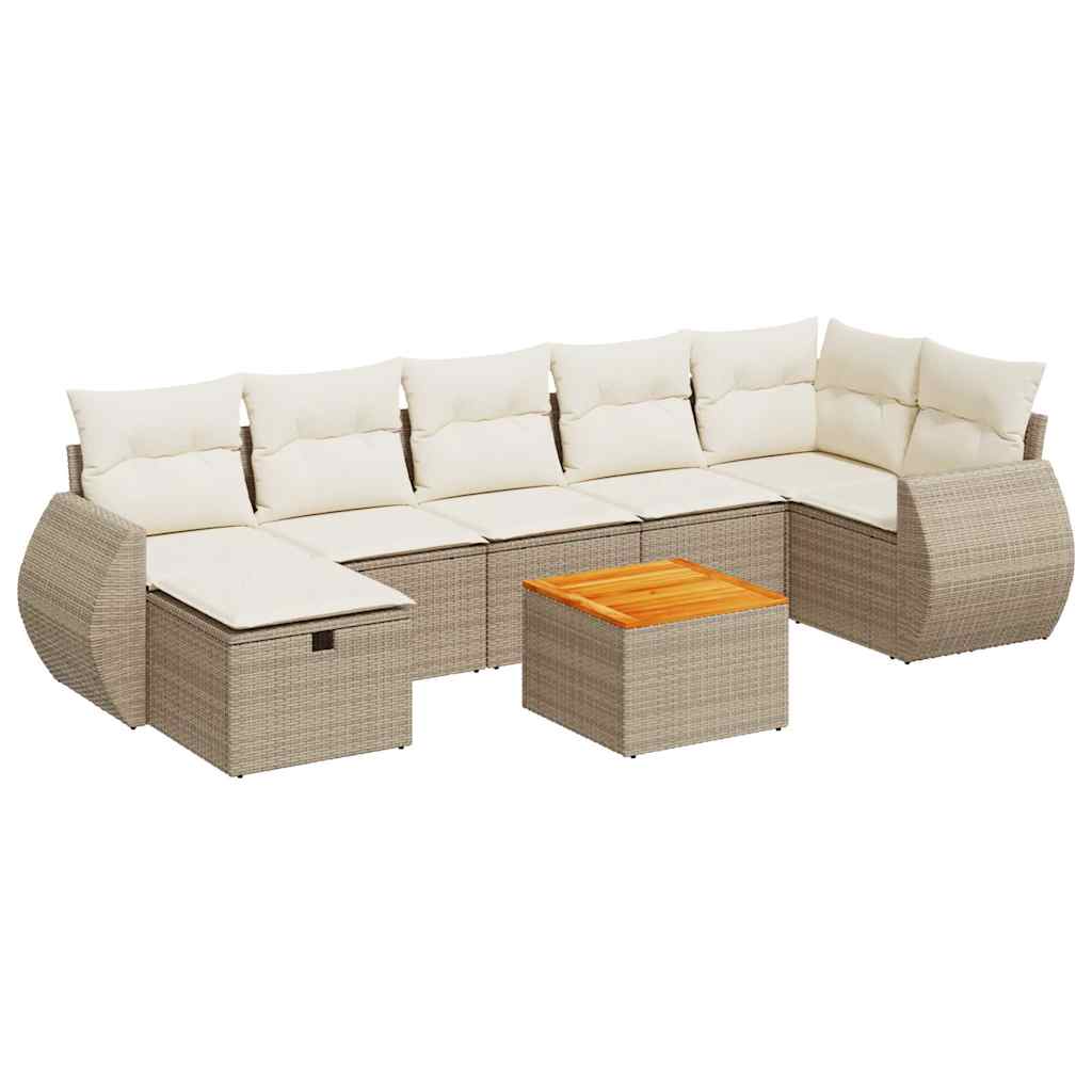 sofasæt til haven 8 dele med hynder polyrattan beige