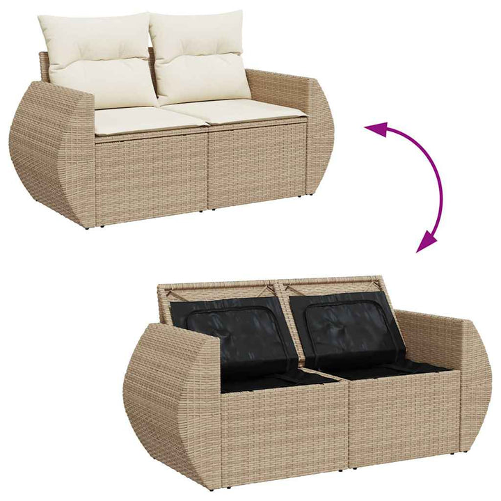 sofasæt til haven 8 dele med hynder polyrattan beige