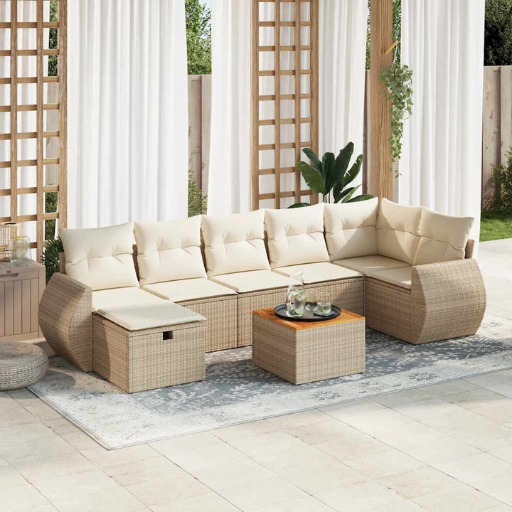 sofasæt til haven 8 dele med hynder polyrattan beige