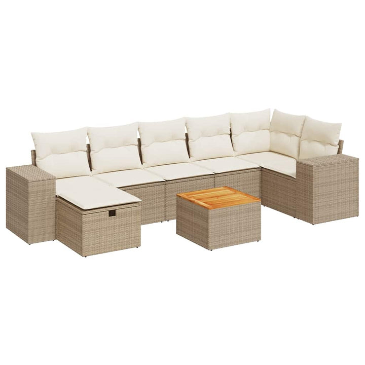 sofasæt til haven 8 dele med hynder polyrattan beige