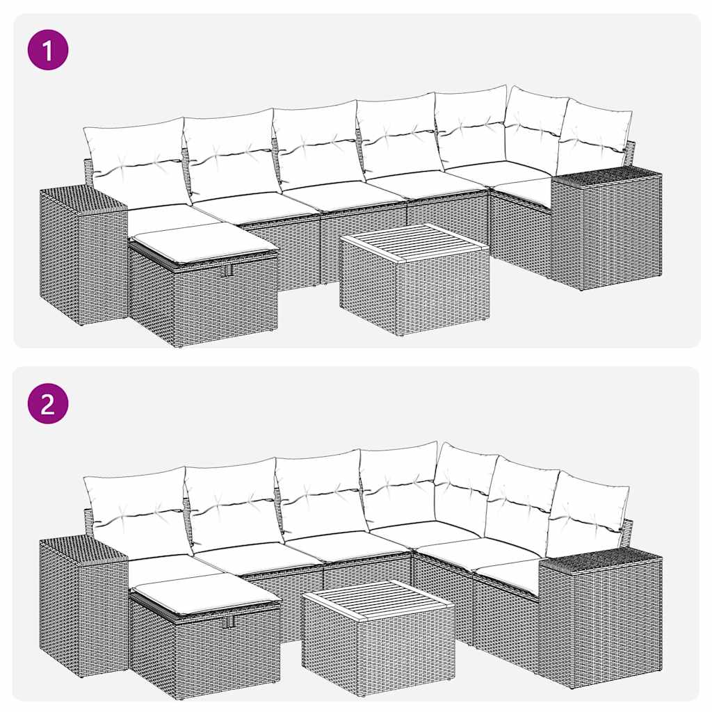 sofasæt til haven 8 dele med hynder polyrattan beige