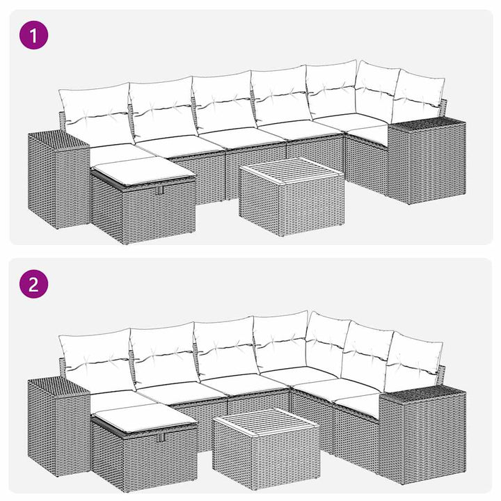 sofasæt til haven 8 dele med hynder polyrattan beige