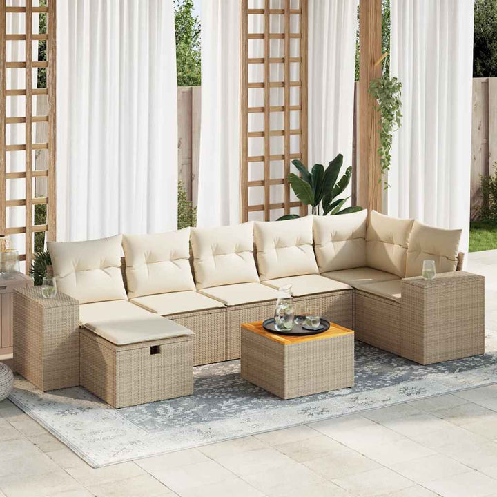 sofasæt til haven 8 dele med hynder polyrattan beige