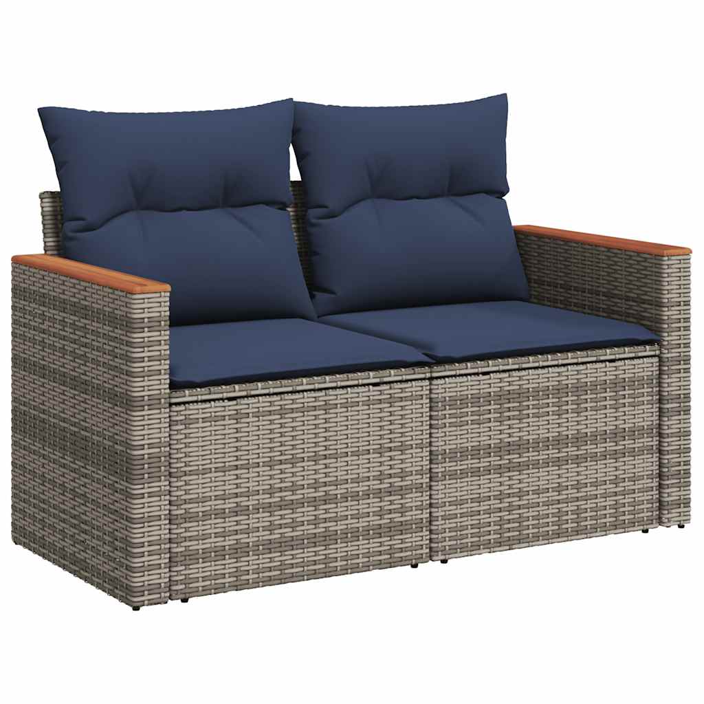 sofasæt til haven 6 dele med hynder polyrattan grå