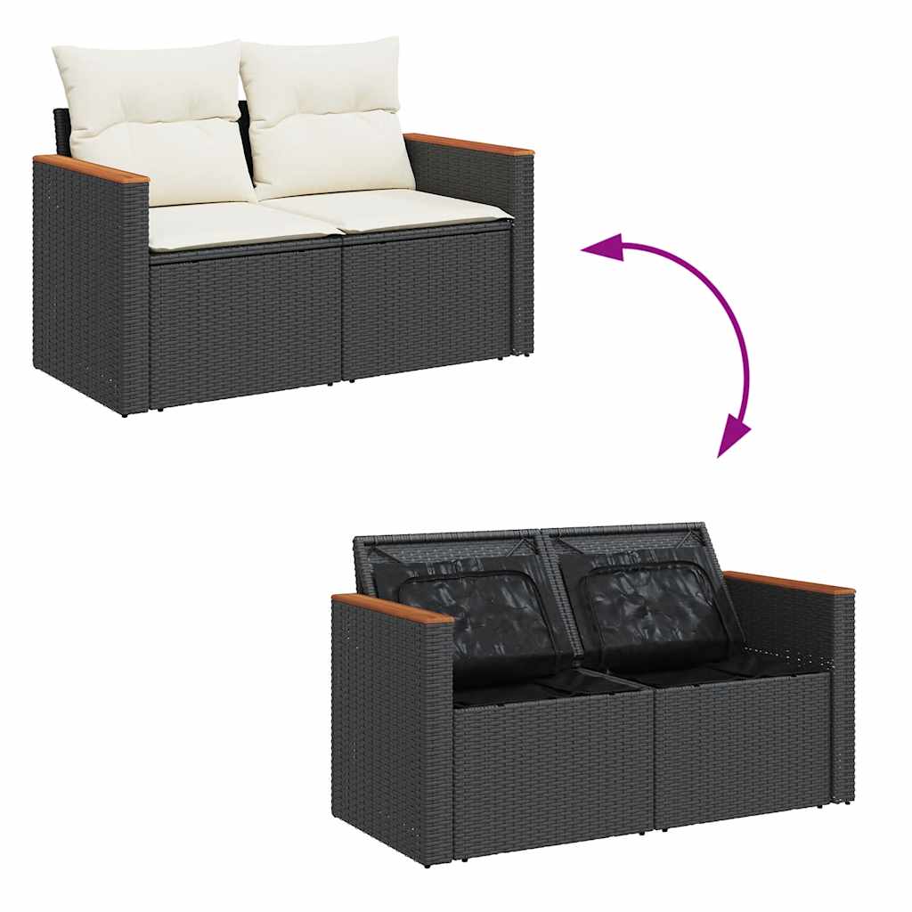 sofasæt til haven 7 dele med hynder polyrattan sort