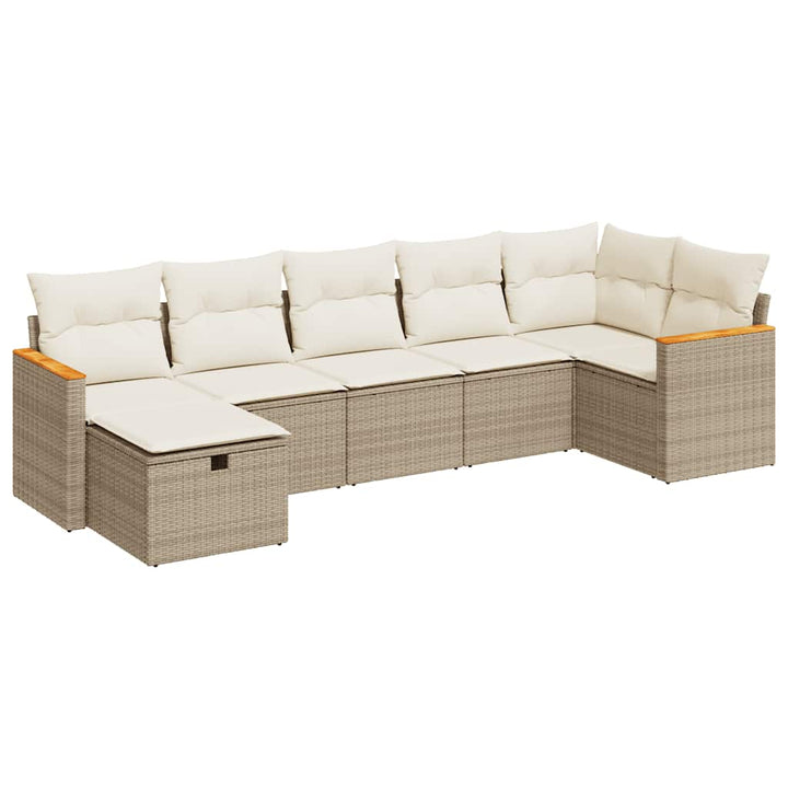 sofasæt til haven 7 dele med hynder polyrattan beige