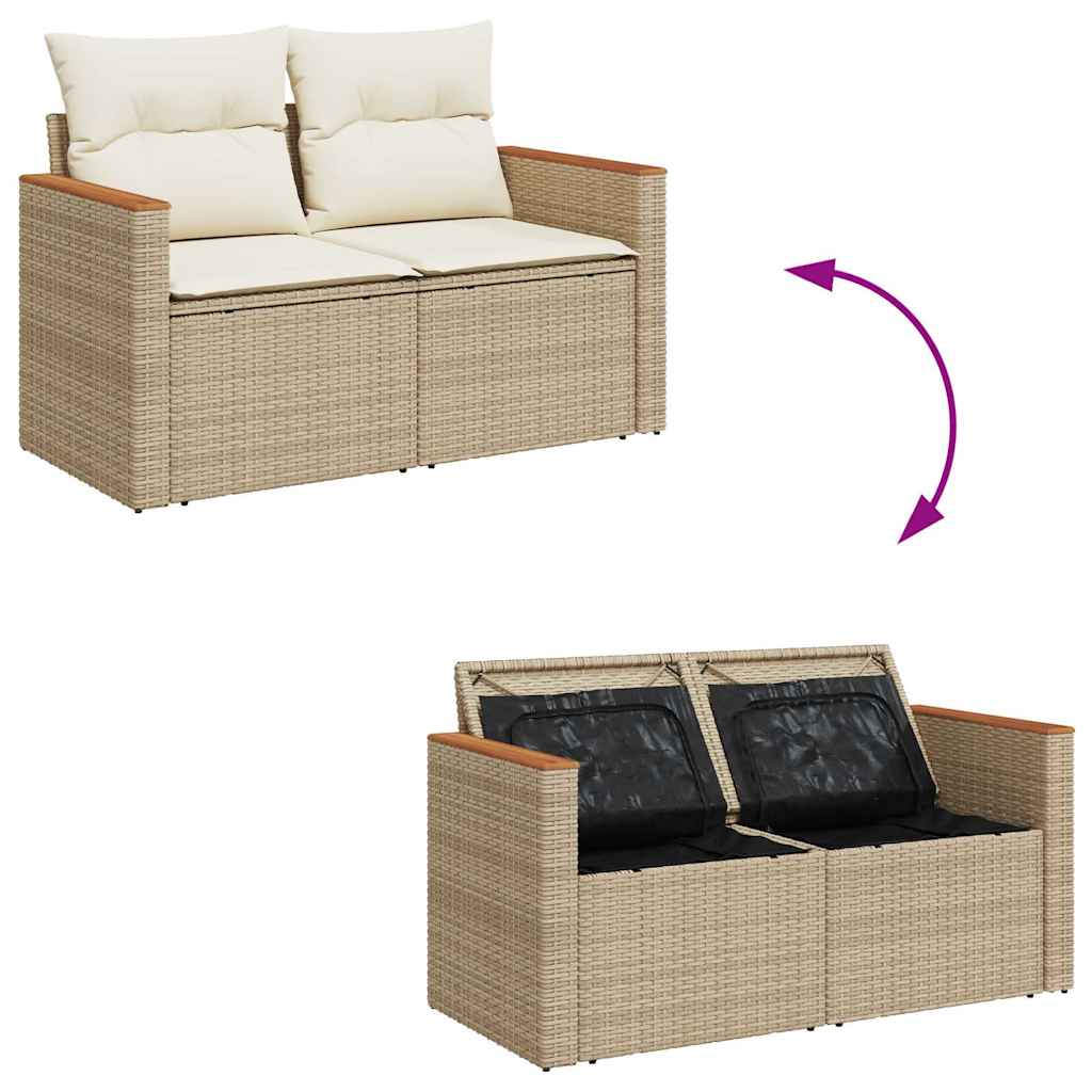 sofasæt til haven 7 dele med hynder polyrattan beige