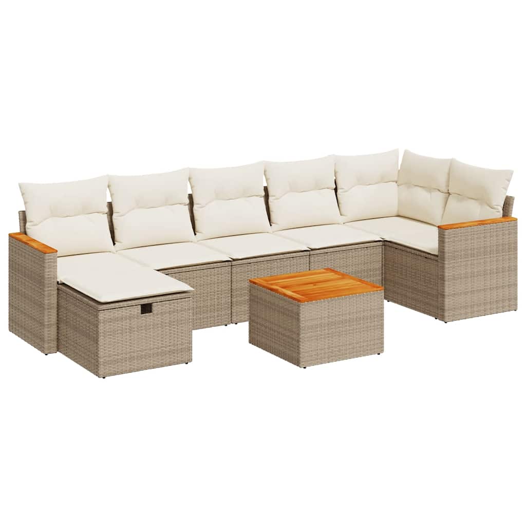 sofasæt til haven 8 dele med hynder polyrattan beige