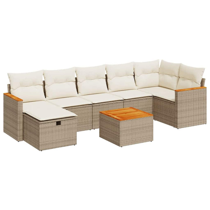 sofasæt til haven 8 dele med hynder polyrattan beige