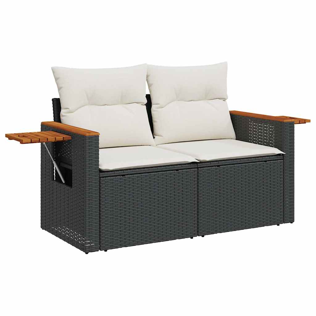 sofasæt til haven 7 dele med hynder polyrattan sort