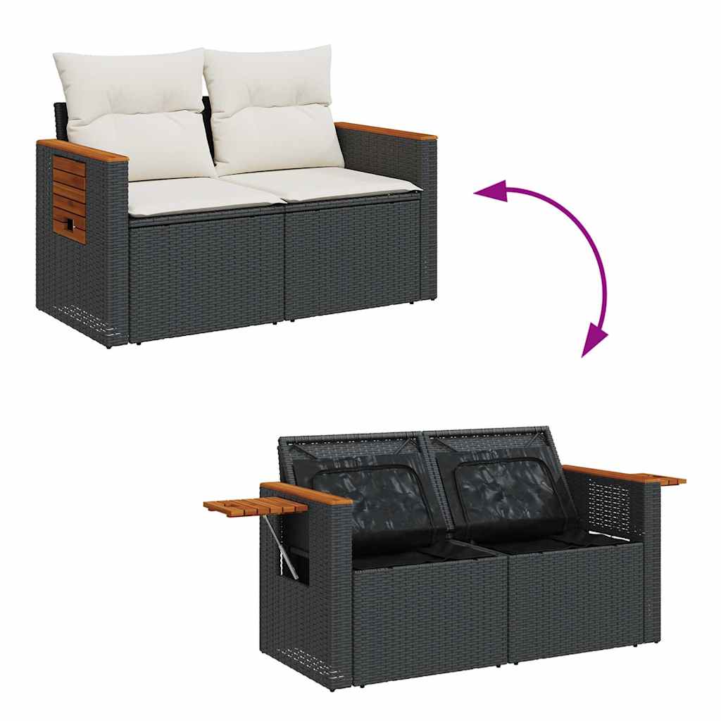 sofasæt til haven 7 dele med hynder polyrattan sort