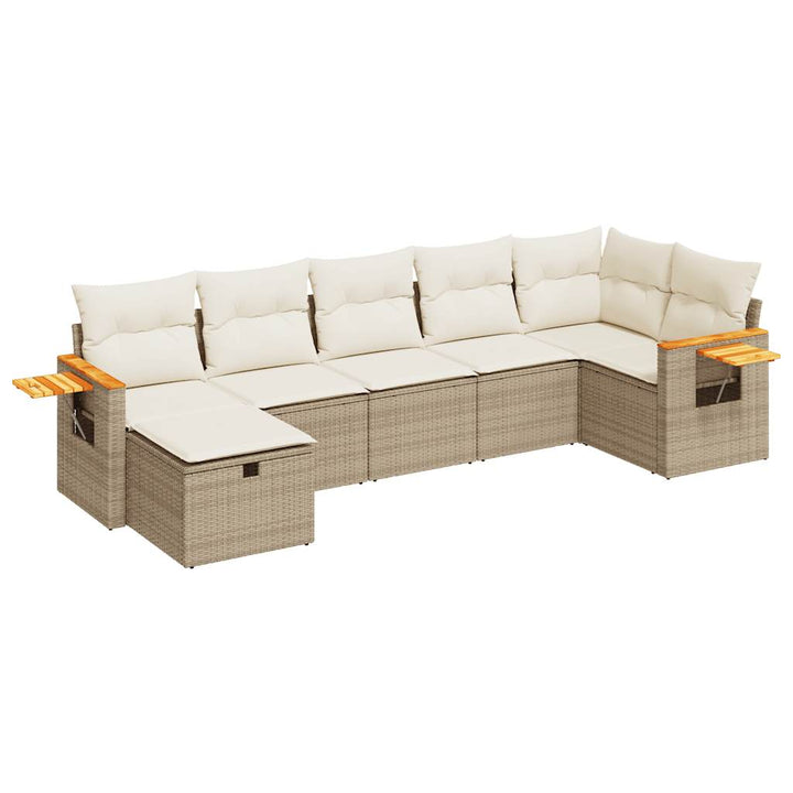 sofasæt til haven 7 dele med hynder polyrattan beige