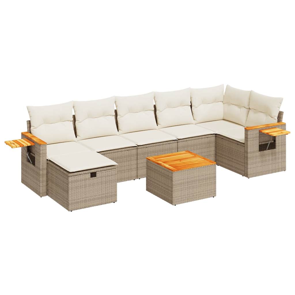 sofasæt til haven 8 dele med hynder polyrattan beige