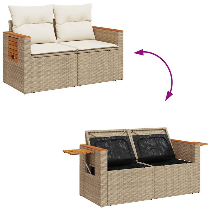 sofasæt til haven 8 dele med hynder polyrattan beige