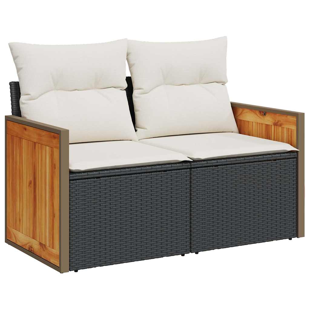 sofasæt til haven 7 dele med hynder polyrattan sort