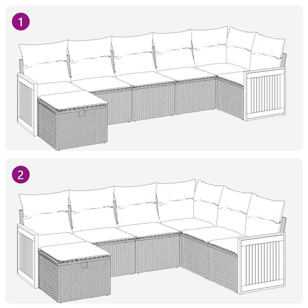 sofasæt til haven 7 dele med hynder polyrattan beige