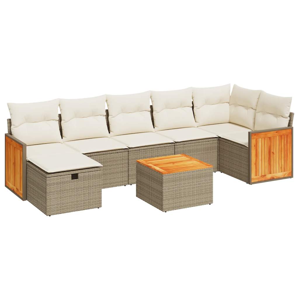 sofasæt til haven 8 dele med hynder polyrattan beige