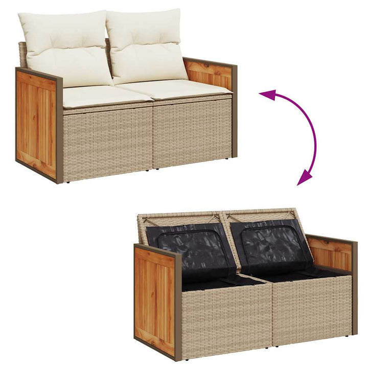 sofasæt til haven 8 dele med hynder polyrattan beige
