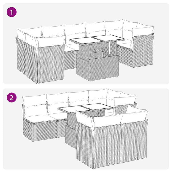 sofasæt til haven 8 dele med hynder polyrattan beige