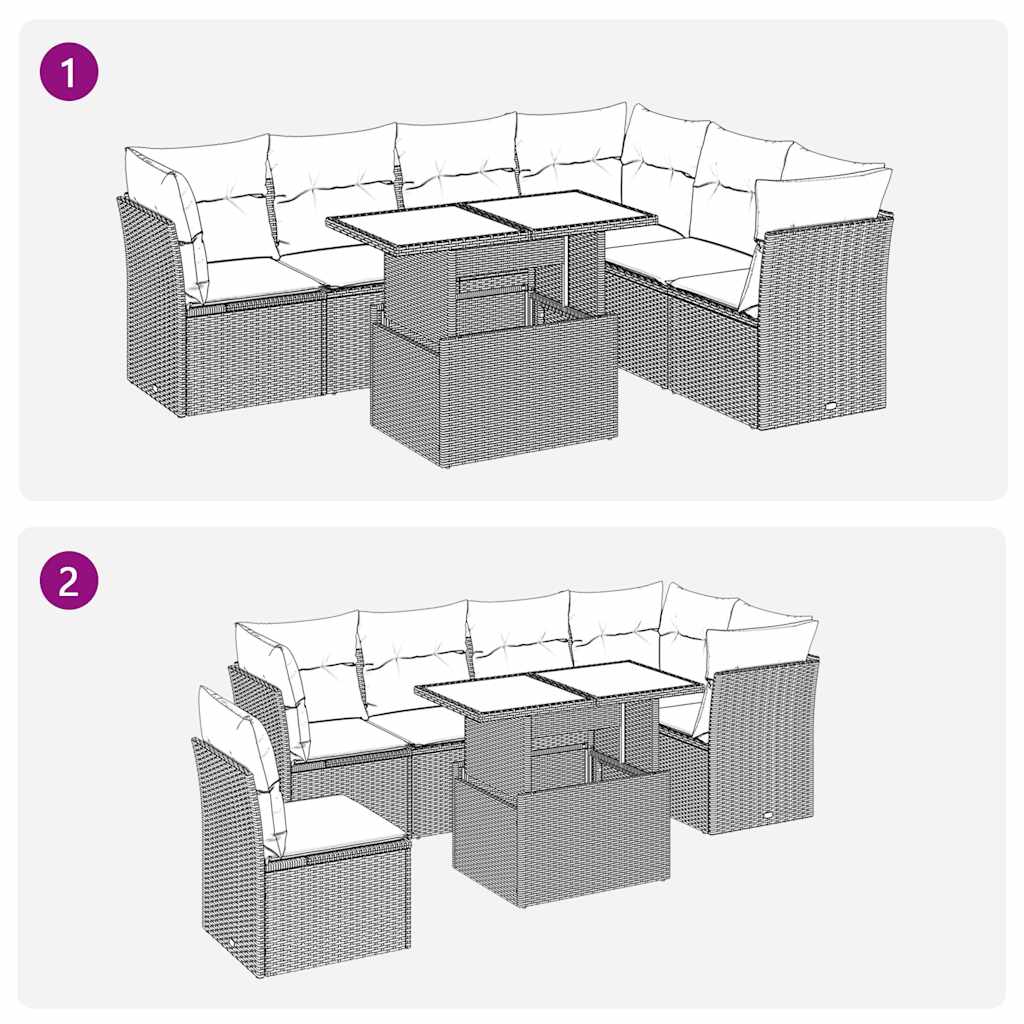 sofasæt til haven 7 dele med hynder polyrattan sort