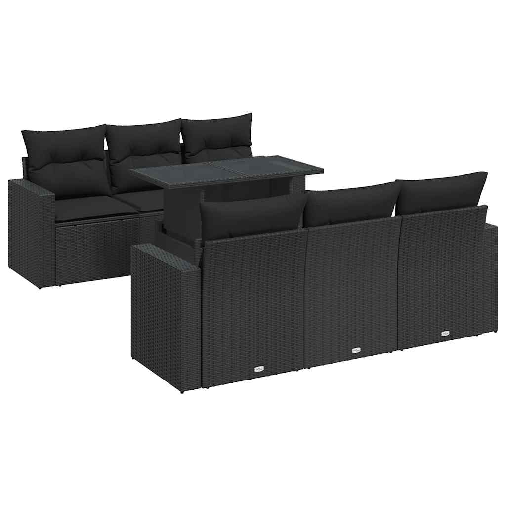 sofasæt til haven 7 dele med hynder polyrattan sort