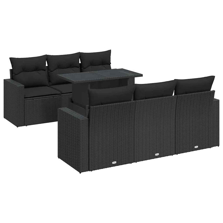 sofasæt til haven 7 dele med hynder polyrattan sort