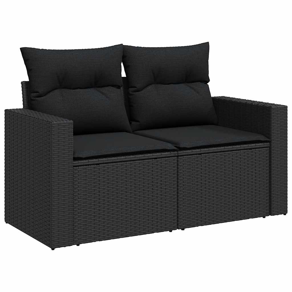 sofasæt til haven 7 dele med hynder polyrattan sort