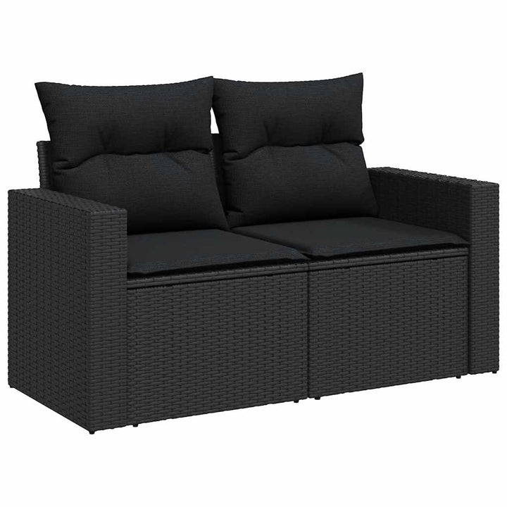 sofasæt til haven 7 dele med hynder polyrattan sort
